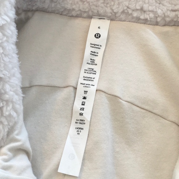 LULULEMON Textured Fleece Full Zip Jacket 6 White Opal - Picture 9 of 10